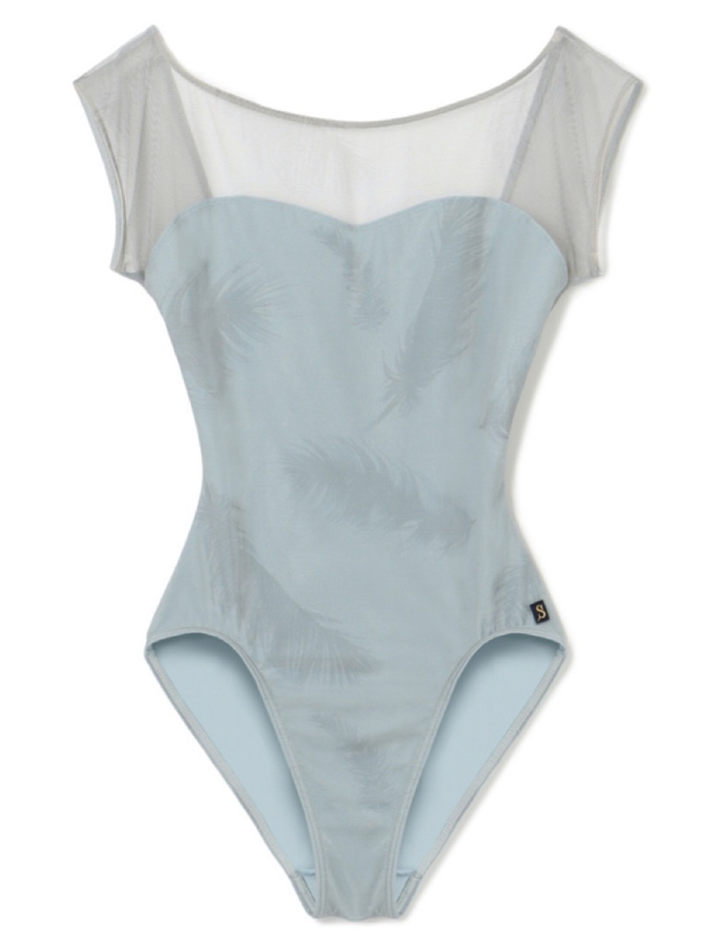 Chacott x Shoko Nakamura Collaboration Feather Mesh Overlay Leotard Light Blu